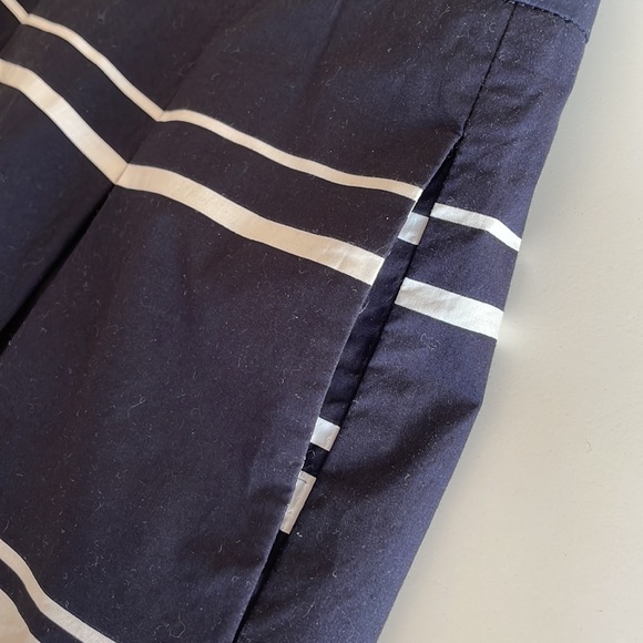 Ann Taylor Navy & White Striped Cotton Pleated Midi Skirt - Picture 2 of 5